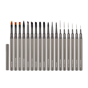 Lot de 18 pinceaux à ongles en métal avec manche, poils en nylon, pour liner, sculpture et griffure, pour la création de motifs 3D en gel - Product Image 1