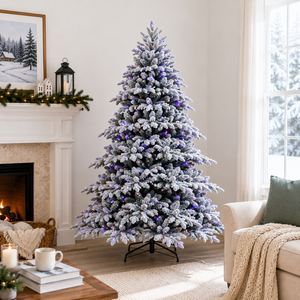 Artificial <b>Christmas</b> Snow Tree 5-10FT Pre Lit Hinged <b>LED</b> Lights Full Tree Indoor <b>Christmas</b> <b>Decoration</b> Durable Easy Assembly - Product Image 1