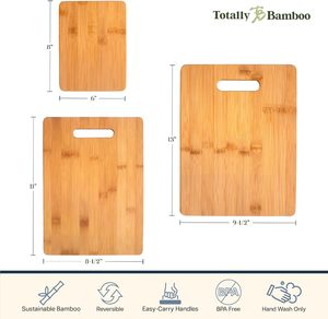 Ensemble de planches à découper en bambou biologique, planches à découper en <span class=keywords><strong>bois</strong></span> naturel durable pour la cuisine, la restauration, le barbecue, le pique-nique, 3 pièces - Product Image 2