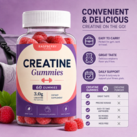 Gomitas de Creatina 3g por Porción Sabor Frambuesa Sabor Natural Apoyo para la Fuerza Rendimiento en el Entrenamiento Energía Adultos 60 Unidades