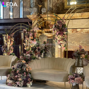ฉากหลังงานแต่งงาน LEDA โครงเหล็กสีทอง ซุ้มแต่งงาน ฉากหลังดอกไม้ประดิษฐ์ ซุ้มแต่งงานโลหะ - Product Image 4