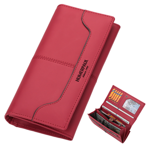 Classic Women's Long <b>Wallet</b> Genuine Leather Polyester Zipper Closure Multi-function <b>Clutch</b> RFID Card Slots Phone Pocket Fashion - Product Image 1