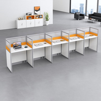 Estación de Trabajo Modular para 5 Personas, Cubículo de Oficina con Partición de Vidrio Insonorizada y Completamente Blindada, para el Departamento de Ventas de Empresas