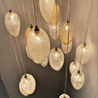 Nordique moderne petit escalier en colimaçon maison île verre pendentif lumières luminaire lustre pour hôtels Restaurants Design coloré