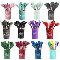 Outils de cuisine professionnels avec logo personnalisé Ensemble d'ustensiles de cuisine en silicone modernes Accessoires de cuisine personnalisables durables