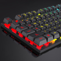 Clavier de jeu filaire à membrane programmable avec rétroéclairage arc-en-ciel, résistant aux déversements, interface USB, taille standard pour ordinateur de bureau
