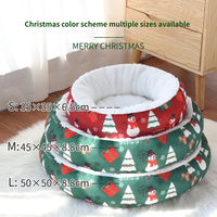 Lit-caverne moderne et confortable pour chat et chien, en peluche, design donut, avec rebord, durable, lavable, base antidérapante, écologique, pour l'hiver et Noël