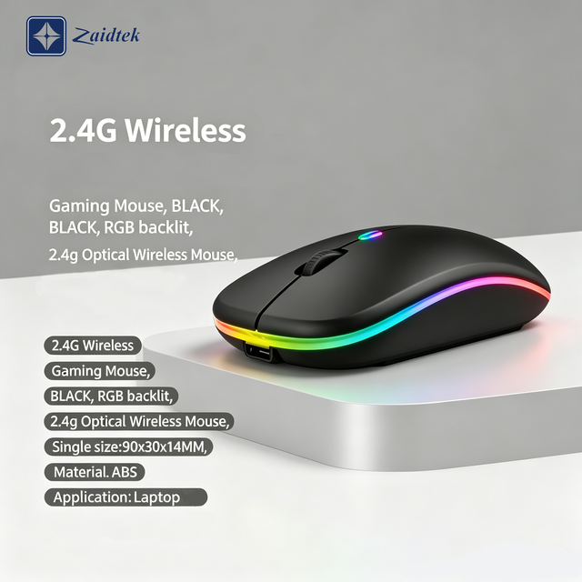 Ultra-Thin 2.4G Wireless RGB Backlit Ergonomic Gaming Mouse Rechargeable 1600 DPI Optical Both-Handed for Desktop PC Notebook