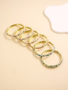 Factory Wholesale Fashionable Ancient Blue White Women's Enamel Bangle Zinc Alloy Flower Design Christian Style Diamond Accents - Product Image 1