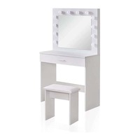 Ensemble de Coiffeuse avec Lumières LED, Miroir, 1 Grand Tiroir et Tabouret Table De Maquillage Vanité Coiffeuse de chambre à Coucher