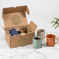 Tasses en grès réactives de style rétro personnalisées avec logo pour eau, lait et café – Vente en gros