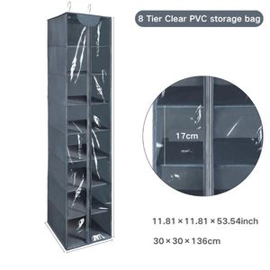 Organizador de Armario Colgante de PVC Transparente de 8 Niveles con Cremallera, Estantes para Almacenamiento de Suéteres y Zapatos, Cubierta Colgante con Cremallera para Almacenamiento en Armarios - Product Image 2