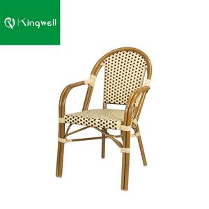 Chaises de jardin de style français, chaises de bistrot parisien pour salle à manger, chaises d'extérieur en plastique usagées, rotin - Product Image 5