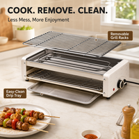 3-in-1 Koreanischer Barbecue-Grill mit Netz & Antihaftbeschichteter Abnehmbarer Platte und Magnetstreifen, Rauchfreier Koreanischer BBQ-Grill für Küche und Party