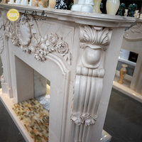 Cheminée décorative en marbre naturel blanc, sculptée à la main, pour l'intérieur