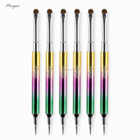 Pinceau double embout pour nail art, stylo à points UV, outils de dessin pour ongles, pinceau français de différentes tailles # 6 pour salon de manucure