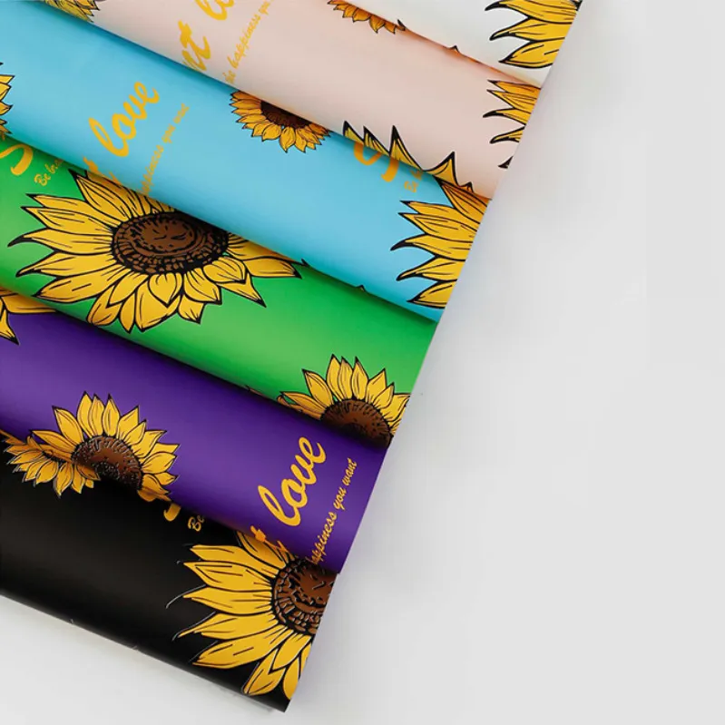 Yohpack กระดาษห่อดอกไม้สำหรับวันวาเลนไทน์, กระดาษพิเศษลายดอกทานตะวันหลากสีกันน้ำได้ง่าย