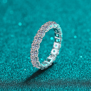 Anillo de Boda <span class=keywords><strong>Eternity</strong></span> con Moissanita, Anillo de Promesa con Moissanita Completa para <span class=keywords><strong>Mujer</strong></span>, Anillos Apilables de Plata Esterlina 925 - Product Image 4