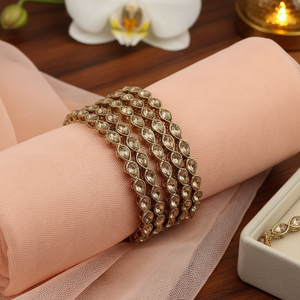 Elegant & Luxurious Gold Plated Crystal Stone Bracelets & <b>Bangles</b> <b>Set</b> Jewelry Accessory - Product Image 3