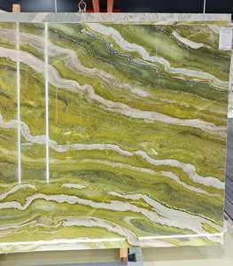 Moderne hochwertige Luxus grüne Marmorplatte Schönes Muster für Indoor Hotel Villa Wand Hintergrund Transparente Hintergrund beleuchtung - Product Image 5