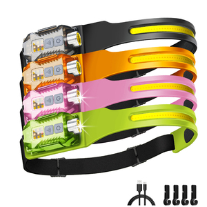 350LM Wide Beam Rechargeable Motion Sensor LED <strong>Headlamp</strong> for Outdoor Activities Camping Fishing Running Work Hard Hat Compatible - Product Image 2