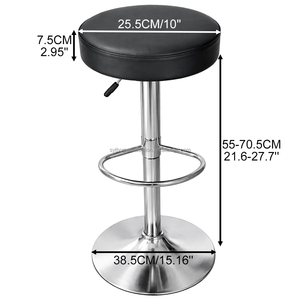 Taburete de Bar Moderno Ajustable sin Respaldo con Altura de 55-70.5cm, Asiento Redondo de PU para Isla de Cocina, Cafetería y <span class=keywords><strong>Bistro</strong></span> - Product Image 2