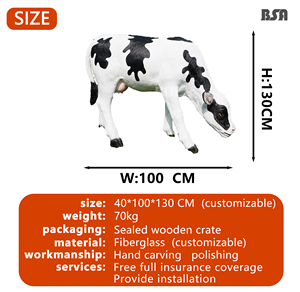 รูปปั้นวัวเรซินประดับตกแต่งกลางแจ้งเป็นมิตรต่อสิ่งแวดล้อมสำหรับสวนลานบ้านวิลล่าสัตว์ขนาดใหญ่ - Product Image 4