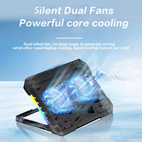 Support de refroidissement pour ordinateur portable 12-15 pouces, ventilateur de refroidissement pour ordinateur portable de gaming, vitesse du vent réglable, double ventilateur alimenté par USB