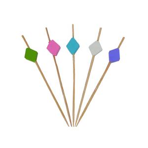 Paquete de 100 Palillos de Bambú para Cócteles, Diseño de Flor de Melocotón Verde, 4.72 Pulgadas, Palillos Desechables para Comida - Product Image 4