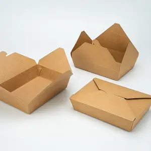 Kraft Paper Boxes Fast Lunch Charcuterie Takeaway For Food Window Microwavable Korean Packing