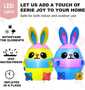 Easer Inflatable Outdoor Decoration 4.1FT Long Cute Rabbits Built in LED Lights Yard Decor for Home <b>Garden</b> Lawn Party - Product Image 6