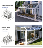 Véranda préfabriquée en aluminium et verre trempé de style moderne, adossée à la maison, pour patio extérieur et jardin