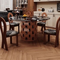 Table à manger ronde en bois massif de style moderne et luxueux pour la maison, l'hôtel et la villa