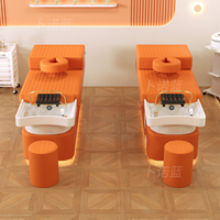 Lit de shampooing de style thaïlandais en cuir synthétique et céramique, pour la tête, la thérapie, la beauté des cheveux, salon de beauté, circulation d'eau à vapeur spéciale