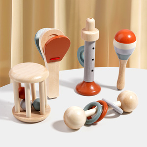 Ensemble de hochets en bois sans odeur, fabriqués avec soin, inspiré de Montessori et d'Orff, jouet musical pour le développement sensoriel précoce des enfants - Product Image 3