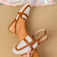 Chaussures décontractées pour femmes, nouveau style, sandales plates à bout carré et à lanières, à talon mi-haut, tendance pour femmes