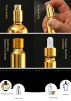 Flacons compte-gouttes en verre doré et argenté brillants de 5 ml, 10 ml, 15 ml, 50 ml, 1 oz, 3 oz pour sérum cosmétique et huiles essentielles