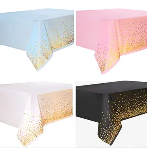 Nouvelle nappe bronzée à pois, nappe jetable à pois noirs et dorés pour fête de mariage, nappe à pois roses et dorés