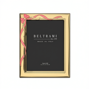 Beltrami Handmade Silver Plated Wood Photo <b>Frame</b> <b>with</b> Elegant Embossing <b>Printing</b> Vertical Rectangle Design Made in Italy - Product Image 2