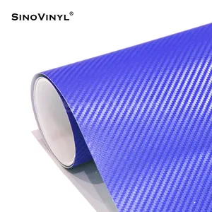Sinovinyl สติ๊กเกอร์ไวนิลคาร์บอนไฟเบอร์3D สีสันสดใสลอกออกได้สติ๊กเกอร์ติดรถยนต์แบบด้านฟิล์ม PVC