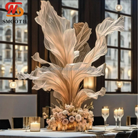 Centre de table géant fait main en organza et soie, fleurs géantes pour accessoires de mariage