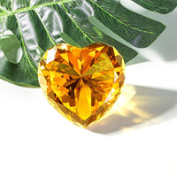 Poids-papier en cristal d'ambre, forme de cœur, véritable cristal de diamant, pierres précieuses en verre, poids-papier pour la décoration