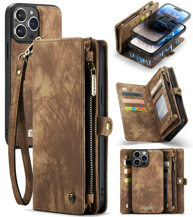 CaseMe Wallet Case for iPhone 14 13 12 11 Pro Max Mini 11 XS XR X SE 2020 8 7 6 s Plus Luxury Flip Cover Coque Card Leather Case