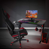 Bureau de jeu RGB de haute qualité des Émirats arabes unis, bureau d'ordinateur LED avec support pour casque pour le jeu