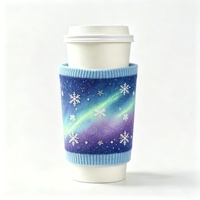 Manchon de tasse à café réutilisable MSYO avec logo personnalisé, en crochet, style pull de voyage, pour thé ou glace, motif pull de Noël