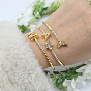 Bracciale Haomi CE fai-da-te con ciondoli a vite e zirconi, 26 ciondoli alfabetici intercambiabili oro e <span class=keywords><strong>argento</strong></span> - Product Image 2
