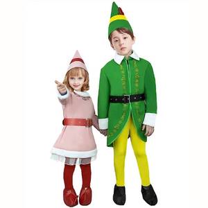 Nuevo Disfraz de Navidad para Niños y Niñas, Traje de Papá Noel Verde y Rosa, Disfraz de Duende Navideño - Product Image 2