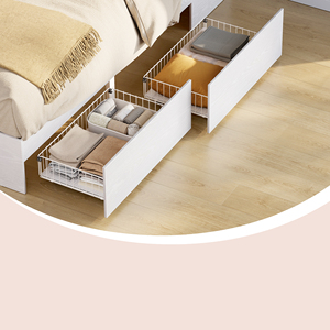 VASAGLE <strong>Double</strong> <strong>Bed</strong> with LED Lights &amp; Power Strip MDF and Steel Slatted Base Modern Style <strong>Bed</strong> <strong>Frame</strong> with 2 Sliding Drawers - Product Image 4