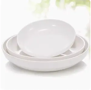 大型意大利面深盘三聚氰胺沙拉碗浅服务碗和盘套装，微波炉和洗碗机安全，白色
