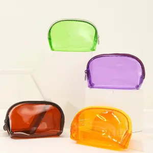 Transparent PVC Jelly toiletry bag Large capacity solid color student pen bag ins travel storage bag